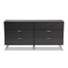 Baxton Studio Kelson Modern and Contemporary Dark Grey and Gold Finished Wood 6-Drawer Dresser - LV19COD19231-Dark Grey-6DW-Dresser