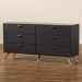 Baxton Studio Kelson Modern and Contemporary Dark Grey and Gold Finished Wood 6-Drawer Dresser - LV19COD19231-Dark Grey-6DW-Dresser