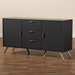 Baxton Studio Kelson Modern and Contemporary Dark Grey and Gold Finished Wood 2-Door Sideboard Buffet - LV19BFT1917-Dark Grey-Buffet