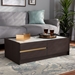 Baxton Studio Walker Modern and Contemporary Dark Brown and Gold Finished Wood Coffee Table with Faux Marble Top - LV25CFT2514-Modi Wenge/Marble-CT
