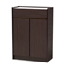 Baxton Studio Walker Modern and Contemporary Dark Brown and Gold Finished Wood Shoe Cabinet with Faux Marble Top
