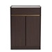 Baxton Studio Walker Modern and Contemporary Dark Brown and Gold Finished Wood Shoe Cabinet with Faux Marble Top - LV25SC2515-Modi Wenge/Marble-Shoe Cabinet