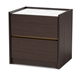 Baxton Studio Walker Modern and Contemporary Dark Brown and Gold Finished Wood Nightstand with Faux Marble Top