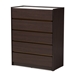 Baxton Studio Walker Modern and Contemporary Dark Brown and Gold Finished Wood 5-Drawer Chest with Faux Marble Top