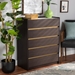 Baxton Studio Walker Modern and Contemporary Dark Brown and Gold Finished Wood 5-Drawer Chest with Faux Marble Top - LV25COD25230-Modi Wenge/Marble-5DW-Chest