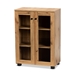 Baxton Studio Mason Modern and Contemporary Oak Brown Finished Wood 2-Door Storage Cabinet with Glass Doors