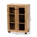 Baxton Studio Mason Modern and Contemporary Oak Brown Finished Wood 2-Door Storage Cabinet with Glass Doors - B12-Wotan Oak