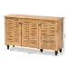 Baxton Studio Winda Modern and Contemporary Oak Brown Finished Wood 3-Door Shoe Cabinet - SC864573 B-Wotan Oak