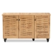 Baxton Studio Winda Modern and Contemporary Oak Brown Finished Wood 3-Door Shoe Cabinet - SC864573 B-Wotan Oak