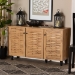 Baxton Studio Winda Modern and Contemporary Oak Brown Finished Wood 3-Door Shoe Cabinet - SC864573 B-Wotan Oak