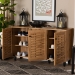 Baxton Studio Winda Modern and Contemporary Oak Brown Finished Wood 3-Door Shoe Cabinet - SC864573 B-Wotan Oak