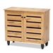 Baxton Studio Gisela Modern and Contemporary Oak Brown Finished Wood 2-Door Shoe Storage Cabinet
