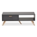 Baxton Studio Kelson Modern and Contemporary Dark Grey and Gold Finished Wood Coffee Table - LV19CFT1914-Dark Grey-CT