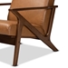Baxton Studio Bianca Mid-Century Modern Walnut Brown Finished Wood and Tan Faux Leather Effect 2-Piece Lounge chair and Ottoman Set - Bianca-Tan/Walnut Brown-2PC Set