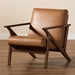 Baxton Studio Bianca Mid-Century Modern Walnut Brown Finished Wood and Tan Faux Leather Effect Lounge Chair - Bianca-Tan/Walnut Brown-CC