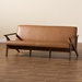 Baxton Studio Bianca Mid-Century Modern Walnut Brown Finished Wood and Tan Faux Leather Effect Sofa - Bianca-Tan/Walnut Brown-SF