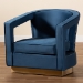 Baxton Studio Neville Modern Luxe and Glam Navy Blue Velvet Fabric Upholstered and Gold Finished Metal Armchair - TSF-6743-Navy Velvet/Gold-CC
