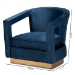 Baxton Studio Neville Modern Luxe and Glam Navy Blue Velvet Fabric Upholstered and Gold Finished Metal Armchair - TSF-6743-Navy Velvet/Gold-CC