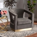 Baxton Studio Neville Modern Luxe and Glam Grey Velvet Fabric Upholstered and Gold Finished Metal Armchair - TSF-6743-Grey Velvet/Gold-CC