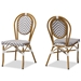 Baxton Studio Alaire Classic French Indoor and Outdoor Grey and White Bamboo Style Stackable 2-Piece Bistro Dining Chair Set