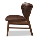 Baxton Studio Marcos Mid-Century Modern Dark Brown Faux Leather Effect and Walnut Brown Finished Wood Living Room Accent Chair - WM5002-Dark Brown/Walnut-CC