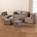 Baxton Studio Haina Modern and Contemporary Grey Fabric Upholstered and Grey Finished Synthetic Rattan 6-Piece Patio Set - MLM-210592-Light Grey