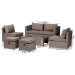 Baxton Studio Haina Modern and Contemporary Grey Fabric Upholstered and Grey Finished Synthetic Rattan 6-Piece Patio Set - MLM-210592-Light Grey