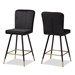 Baxton Studio Preston Modern Luxe and Glam Black Velvet Fabric Upholstered and Two-Tone Black and Gold Finished Metal 2-Piece Bar Stool Set