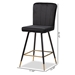 Baxton Studio Preston Modern Luxe and Glam Black Velvet Fabric Upholstered and Two-Tone Black and Gold Finished Metal 2-Piece Bar Stool Set - DC179-Black Velvet/Gold-BS