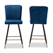 Baxton Studio Preston Modern Luxe and Glam Navy Blue Velvet Fabric Upholstered and Two-Tone Black and Gold Finished Metal 2-Piece Bar Stool Set - DC179-Navy Blue Velvet/Gold-BS