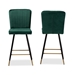 Baxton Studio Preston Modern Luxe and Glam Green Velvet Fabric Upholstered and Two-Tone Black and Gold Finished Metal 2-Piece Bar Stool Set - DC179-Emerald Green Velvet/Gold-BS