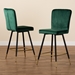Baxton Studio Preston Modern Luxe and Glam Green Velvet Fabric Upholstered and Two-Tone Black and Gold Finished Metal 2-Piece Bar Stool Set - DC179-Emerald Green Velvet/Gold-BS
