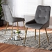 Baxton Studio Gavino Modern Luxe and Glam Grey Velvet Fabric Upholstered and Gold Finished Metal 2-Piece Dining Chair Set - DC178-Grey Velvet/Gold-DC