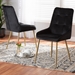 Baxton Studio Gavino Modern Luxe and Glam Black Velvet Fabric Upholstered and Gold Finished Metal 2-Piece Dining Chair Set - DC178-Black Velvet/Gold-DC