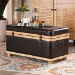 Baxton Studio Gendry Modern Rustic Transitional Dark Brown Faux Leather Upholstered and Oak Brown Finished Wood Large Storage Ottoman - JY20B054L-Dark Brown-Large Otto