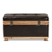 Baxton Studio Gendry Modern Rustic Transitional Dark Brown Faux Leather Upholstered and Oak Brown Finished Wood Large Storage Ottoman - JY20B054L-Dark Brown-Large Otto