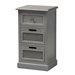 Baxton Studio Sheldon Modern and Contemporary Vintage Grey Finished Wood and Synthetic Rattan 3-Drawer Nightstand