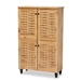 Baxton Studio Winda Modern and Contemporary Oak Brown Finished Wood 4-Door Shoe Storage Cabinet
