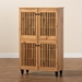 Baxton Studio Fernanda Modern and Contemporary Oak Brown Finished Wood 4-Door Shoe Storage Cabinet - SC864574 A-Wotan Oak