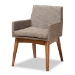 Baxton Studio Dorina Mid-Century Modern Gravel Fabric Upholstered and Walnut Brown Finished Wood 5-Piece Dining Set - BBT5281-Gravel/Walnut-5PC Dining Set