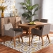 Baxton Studio Dorina Mid-Century Modern Gravel Fabric Upholstered and Walnut Brown Finished Wood 5-Piece Dining Set - BBT5281-Gravel/Walnut-5PC Dining Set