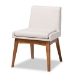Baxton Studio Nexus Mid-Century Modern Greyish Beige Fabric Upholstered and Walnut Brown Finished Wood 5-Piece Dining Set - BBT5280-Greyish Beige/Walnut-5 PC Dining Set