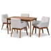 Baxton Studio Dorina Mid-Century Modern Greyish Beige Fabric Upholstered and Walnut Brown Finished Wood 5-Piece Dining Set