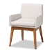 Baxton Studio Dorina Mid-Century Modern Greyish Beige Fabric Upholstered and Walnut Brown Finished Wood 5-Piece Dining Set - BBT5281-Greyish Beige/Walnut-5PC Dining Set