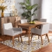 Baxton Studio Dorina Mid-Century Modern Greyish Beige Fabric Upholstered and Walnut Brown Finished Wood 5-Piece Dining Set - BBT5281-Greyish Beige/Walnut-5PC Dining Set