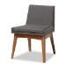 Baxton Studio Nexus Mid-Century Modern Dark Grey Fabric Upholstered and Walnut Brown Finished Wood 5-Piece Dining Set - BBT5280-Dark Grey/Walnut-5PC Dining Set