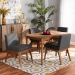 Baxton Studio Nexus Mid-Century Modern Dark Grey Fabric Upholstered and Walnut Brown Finished Wood 5-Piece Dining Set - BBT5280-Dark Grey/Walnut-5PC Dining Set
