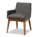 Baxton Studio Dorina Mid-Century Modern Dark Grey Fabric Upholstered and Walnut Brown Finished Wood 5-Piece Dining Set - BBT5281-Dark Grey/Walnut-5PC Dining Set