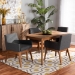 Baxton Studio Dorina Mid-Century Modern Dark Grey Fabric Upholstered and Walnut Brown Finished Wood 5-Piece Dining Set - BBT5281-Dark Grey/Walnut-5PC Dining Set