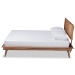 Baxton Studio Nura Mid-Century Modern Walnut Brown Finished Wood and Synthetic Rattan King Size Platform Bed - Nura-Ash Walnut Rattan-King